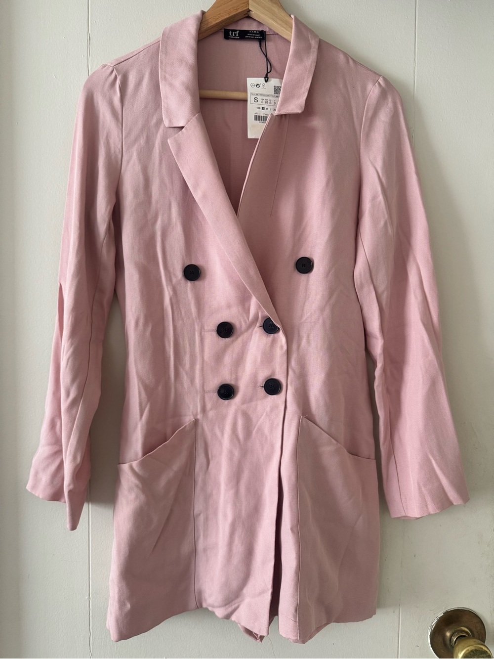 Zara Pink Double-Breasted Mini Dress Blazer